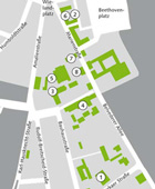 Lageplan der Werkstätten und Gebäue der Fakultät Gestaltung an der Bauhaus-Universität Weimar