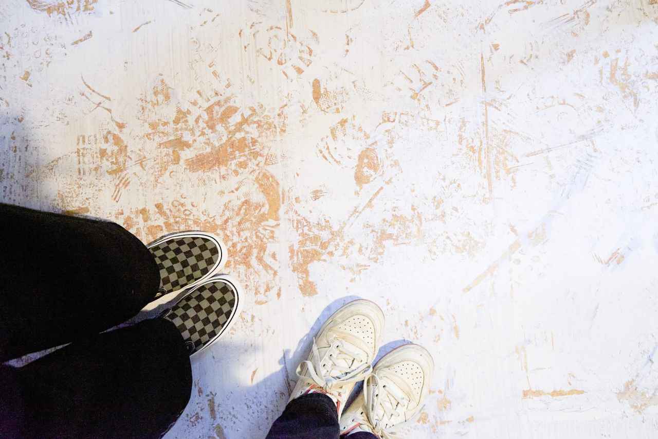 Shoe prints on floor
