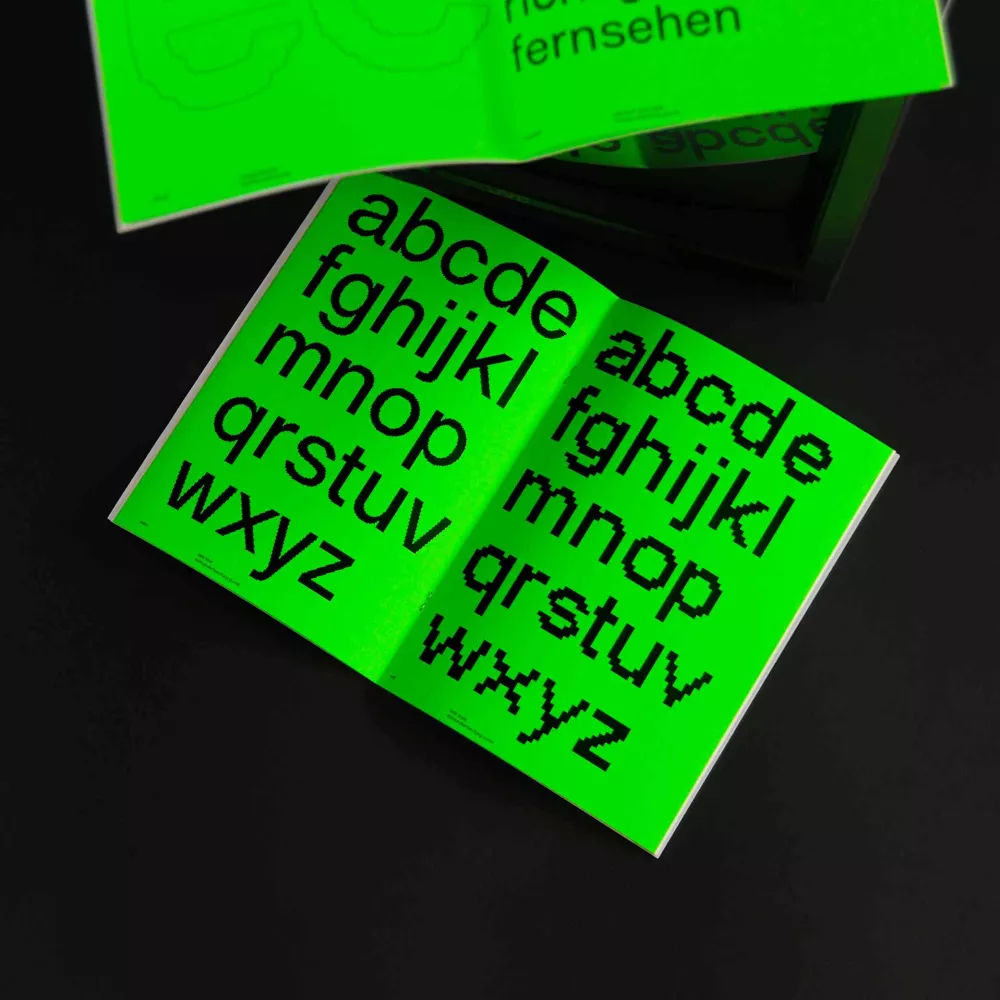 double-page spread showcasing typeface