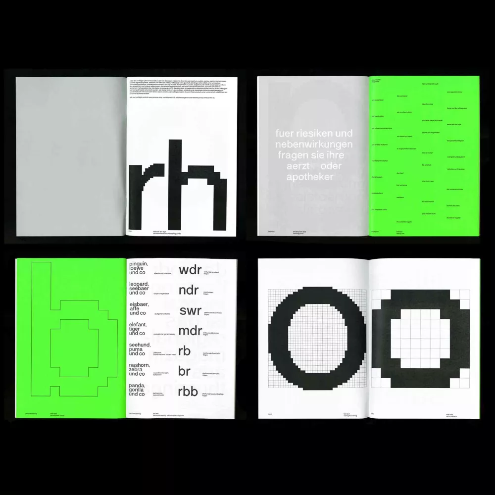 4 double-page spread showcasing typeface