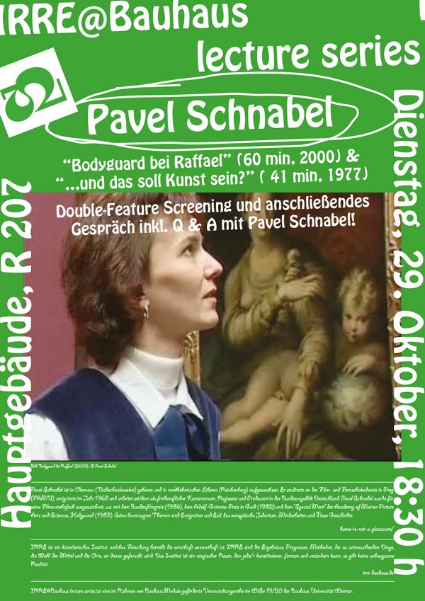 [Grafik_Poster Pavel Schnabel 29. Januar IRRE@bauhaus lecture series]