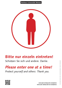 Hinweisschild Bitte einzeln eintreten