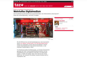 Screenshot taz Website