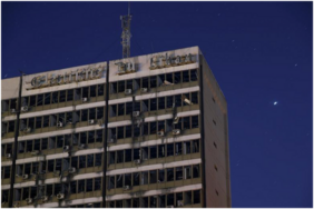 Source: Lebanon's Electricity Company (EDL) headquarters in the aftermath of an explosion at the port area in Beirut, Lebanon, August 16. REUTERS/Hannah McKay.