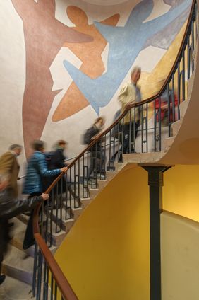 Wandgestaltungen von Oskar Schlemmer im Van-de-Velde-Bau, Foto: Thomas Müller Wandgestaltungen von Oskar Schlemmer im Van-de-Velde-Bau, Foto: Thomas Müller