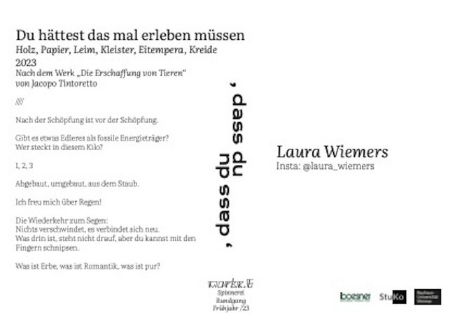 Flyer about the work of Laura Wiemers (back)