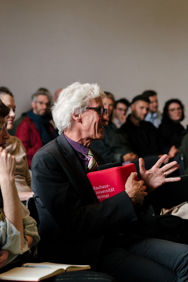 Antrittsvorlesung mit Prof. Jane Bennett im Oberlichtsaal der Bauhaus-Universität Weimar am 24. Mai 2023 (Foto: Bauhaus-Universität Weimar/ Dominique Wollniok)