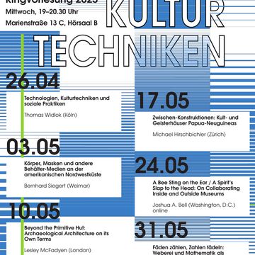 Am 26. April startet die Ringvorlesung »Andere Kulturtechniken«  an der Fakultät Medien der Bauhaus-Universität Weimar (Plakatgestaltung: Vikenti Komitski)