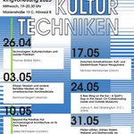 Am 26. April startet die Ringvorlesung »Andere Kulturtechniken«  an der Fakultät Medien der Bauhaus-Universität Weimar (Plakatgestaltung: Vikenti Komitski)