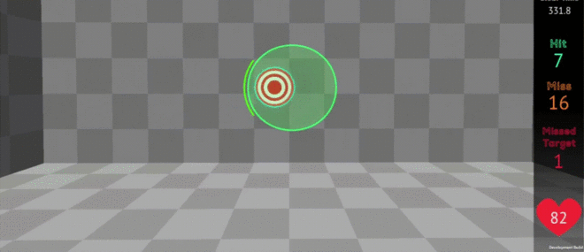 A shooting game during which players have to control their heartrate to shoot accurately.