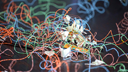 dünne Kabel, die verheddert sind