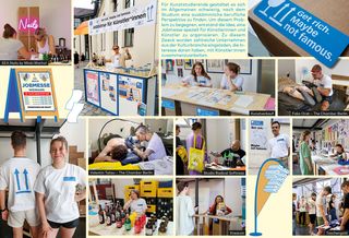 Collage with photos of the job fair