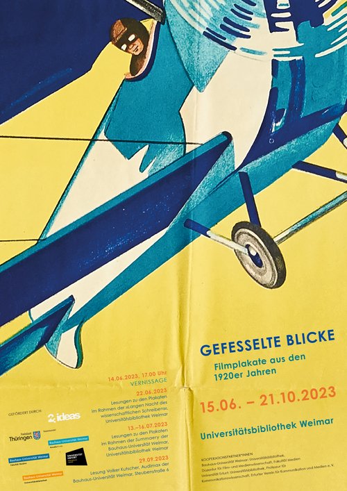 Plakat zur Ausstellung »Gefesselte Blicke« in der Universitätsbibliothek der Bauhaus-Universität Weimar