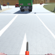 Computeranimiertes Bild einer Verkehrssituation aus der Sicht eines Fahrradfahrers.