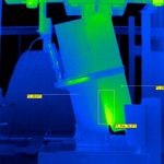 Thermografiebild der Erwärmung eines Holz-Beton-Verbund-Probekörpers im zyklischen Schubversuch Thermografiebild der Erwärmung eines Holz-Beton-Verbund-Probekörpers im zyklischen Schubversuch