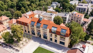[Translate to English:] Campus der Bauhaus-Universität Weimar von oben, Foto: Marcus Glahn, 2019