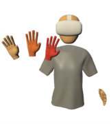 Participants synchronized their hand movements with a waving virtual avatar during the study.