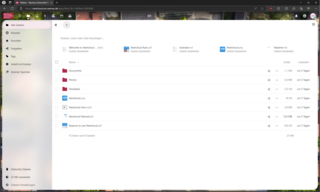 Screenshot of the Bauhaus.Cloud menu structure and list of saved files. 