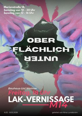 Poster der Ausstellung "Oberflächlich/Unterflächlich" | Design: Maja Baz