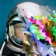 Glitched image of Astronaut John Glenn
