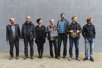 Das Team der »Stummfilm-Retrospektive« (v.l.n.r.): Dr. Simon Frisch, Sven Opel, Dr. Katrin Richter, Gerrit Heber, Dirk Heinje, Dr. Jens Riederer, Richard Siedhoff (Foto: Annett Jahn)