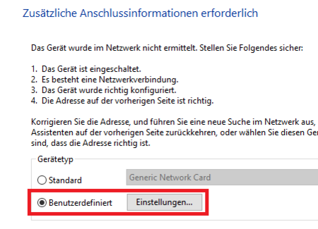 Benutzerdefinierte Einstellungen vergeben.