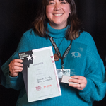 Photo of Fernanda Caceido with certificate