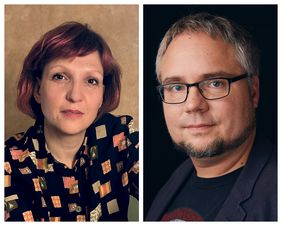 Collage von Portraitfotos: links Lena Libertà, rechts Markus Dietrich