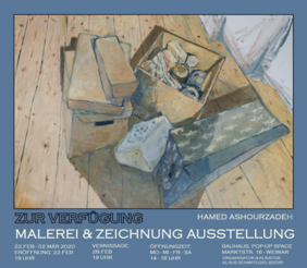 Plakat zur Ausstellung »ZUR VERFÜGUNG« von Hamed Ashourzadeh