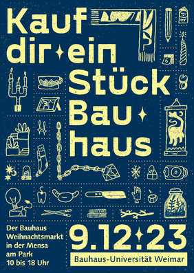 Plakat des Bauhaus-Weihnachtsmarkts »Kauf Dir ein Stück Bauhaus« 