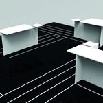 René Schwolow und Peter Schwartz haben für das Ausstellungsdesign das grafische Gestaltungskonzept des Bauhaus100-Jahres in eine räumliche Architektur übersetzt.