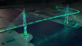 Mit digitalen Zwillingen lassen sich Infrastrukturbauwerke in Echtzeit überwachen, wie das Projekt »smartBRIDGE Hamburg« schon heute beweist. Grafik: HPA AöR & MKP GmbH