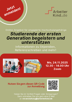 Veranstaltungsflyer mit QR-Code zur Anmeldung (Angebot für Hochschulangehörige)