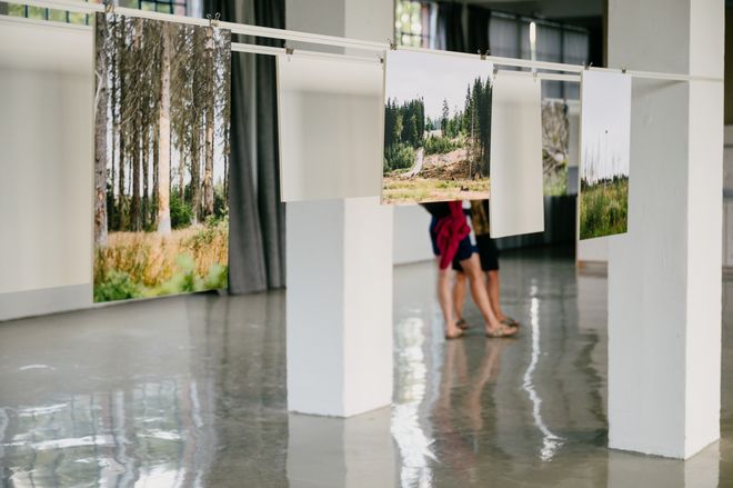 großformatige Fotografien in der Ausstellung »Landschaft im Anthropozän – Thüringer Wald«