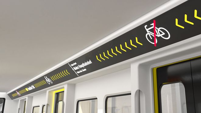 Abbildung des Leitsystems im Inneren des Abteils