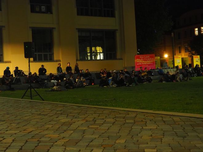 Open-air cinema on the lawn in front of the Van de Velde Building