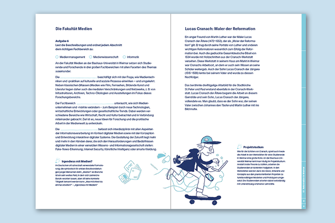 Texte und Aufgaben: Tom Wirkus, Simone Schwark, Layout und Satz: Lena Haubner, Illustrationen: Hannes Naumann Doppelseite des Arbeitsheftes