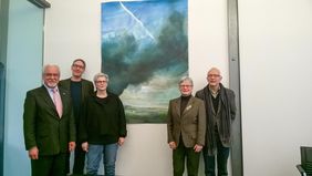Die Preisverleihung fand am 22. Januar 2016 an der Bauhaus-Universität Weimar statt. (v.l.n.r.: Prof. Dr.-Ing. Karl Beucke, Gastwiss. Sven Kroner, Dr. Ulrike Bestgen sowie Ulla und Eberhard Jung)
