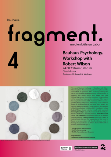 Poster of the Event; Image: Jenny Brockmann, »Grunowscher Farbkreis«, 2018. Collage on transparent paper. Photo: Thomas Müller