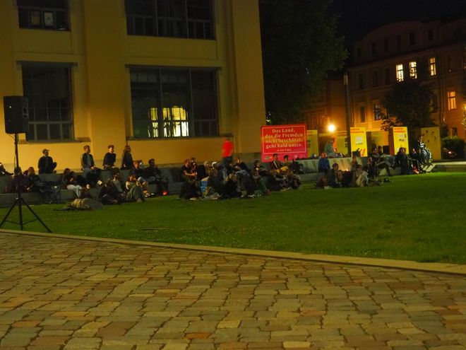 Open-air cinema on the lawn in front of the Van de Velde Building