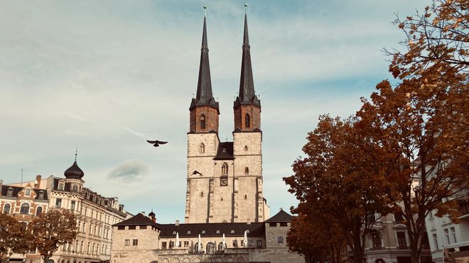 Überwachte Türme der Marktkirche Halle