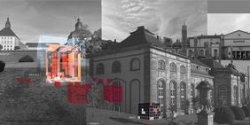 Cabinet of Mischief: Darstellung des Pavillons im Stadtraum Gotha (Visualisierung: Katharina Fuchs und Katarina Bankovic)