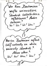 How can Bauhausuni reflect self-critically on white university standards? – Question