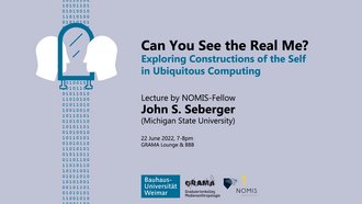 Plakat zum Vortrag "Can you see the real me?" von John S. Seberger