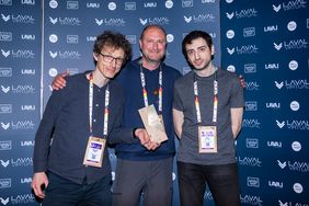 Alexander Kulik, Stephan Beck, and Bekir Batuhan Bakirlumni, alumni of the Computer Science of Media degree programme, were awarded a prize in the »Developer and Authoring Tool« category for their »VR4more-GLoD« project. Photo: Laval Virtual Alexander Kulik, Stephan Beck, and Bekir Batuhan Bakirlumni, alumni of the Computer Science of Media degree programme, were awarded a prize in the »Developer and Authoring Tool« category for their »VR4more-GLoD« project. Photo: Laval Virtual