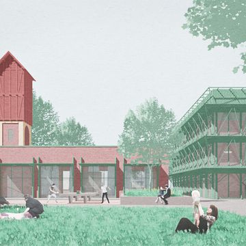 Den Schinkelpreis in der Kategorie Städtebau erhält »DAZWISCHENstadt Luckenwalde«: Perspektive der Alten Wache (Entwurf: Till Pulst, Emil Kuenzer, Jorik Flohr und Jesse Puhan-Schulz)