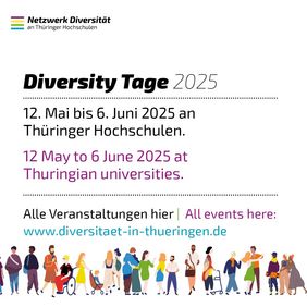 Share-Pic zu den Diversity-Tagen 2025 an Thüringer Hochschulen. Alle relevanten Infos im Text.