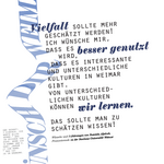 One of the posters from the »Wünsch dir Weimar« series presented in the city for the Intercultural Week.