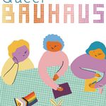 The image shows three people sitting around a table. A rainbow flag lies on the table. The headline reads »Queer Bauhaus«.