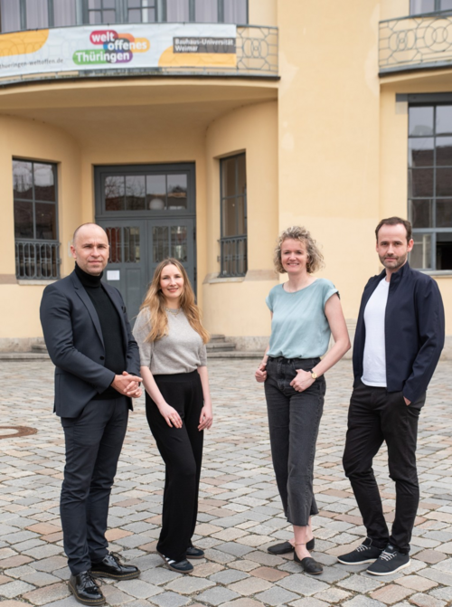 Group photo of the »Student and Academic Affairs Complaints Centre« and the »University Complaints Office for Discrimination Cases« staff (from left to right): Andreas Kettritz, Laura Muske, Dr. Carolin Wick and Ronny Schüler.